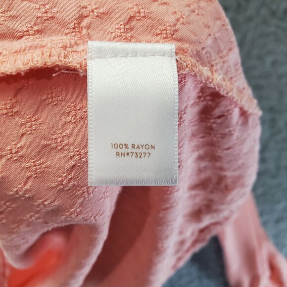 Lauren Conrad Top Womens Large Pink Textured Long Sleeve Blouse - Picture 3 of 6